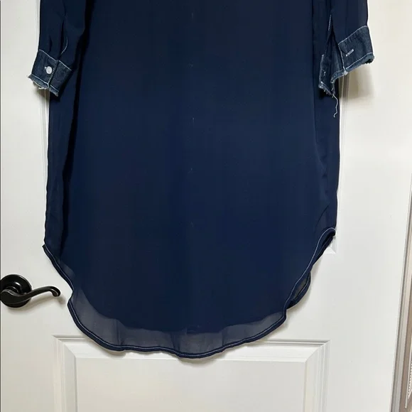 Kate Hewko NWT Sheer Denim Trim Button Up Dress Tunic one size - Picture 7 of 8